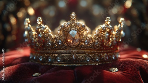 A Regal Golden Crown Adorned with Sparkling Gems