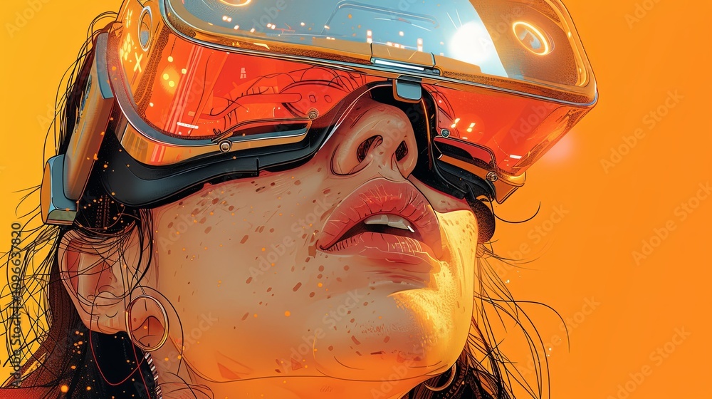 Person using VR goggles in an immersive digital world Person using VR goggles in an immersive digital world