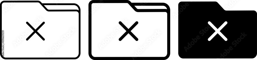 folder icon with cross mark set. file document import icon sign. Crossmark sign. Mail symbol. Computer Graphic design folder icon with cross mark set. file document import icon sign. Crossmark sign. Mail symbol. Computer Graphic design