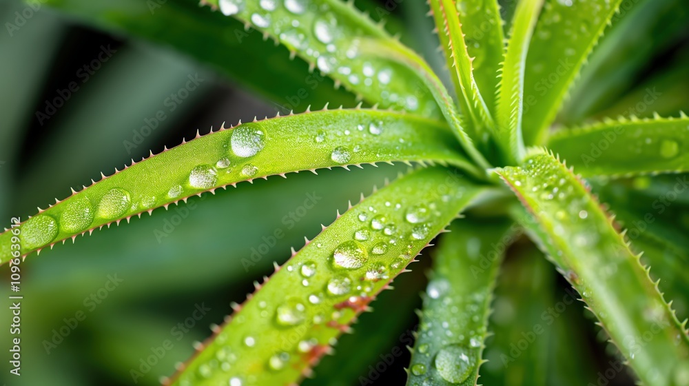 Aloe Plant with Water Drops