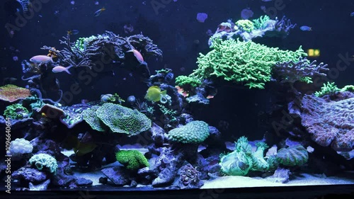 An Saltwater Fish Tank with Coral and Fish