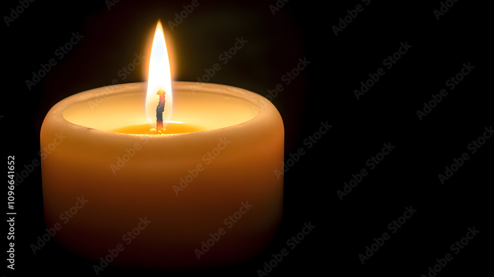 Glowing candle flame in the dark: warmth and serenity Glowing candle flame in the dark: warmth and serenity