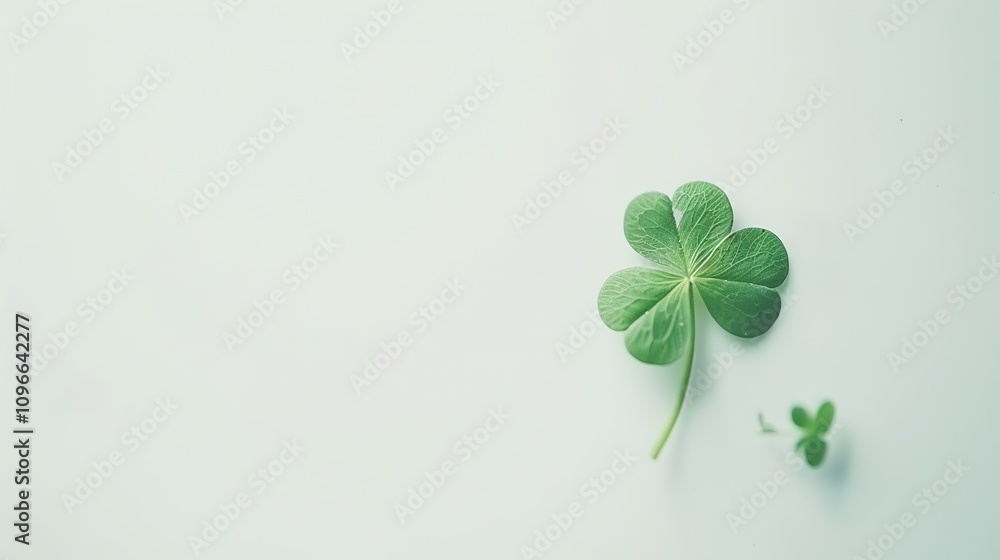 A Four Leaf Clover on White Background - A Symbol of Luck and Nature's Delight. The Green Four Leaf Clover Standing Out Against the Purity of White, with Its Delicate Leaves and Promising Aura. 