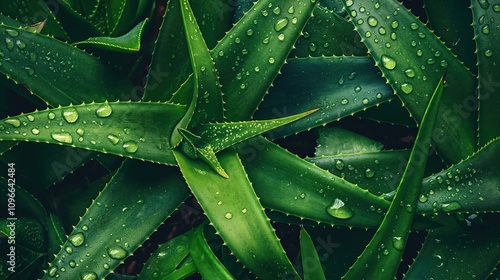 Bright Aloe Vera Leaves Close-Up