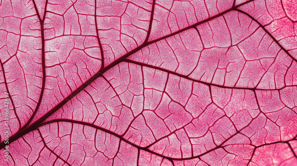 Fototapeta premium Macro photo of veins on a pink leaf