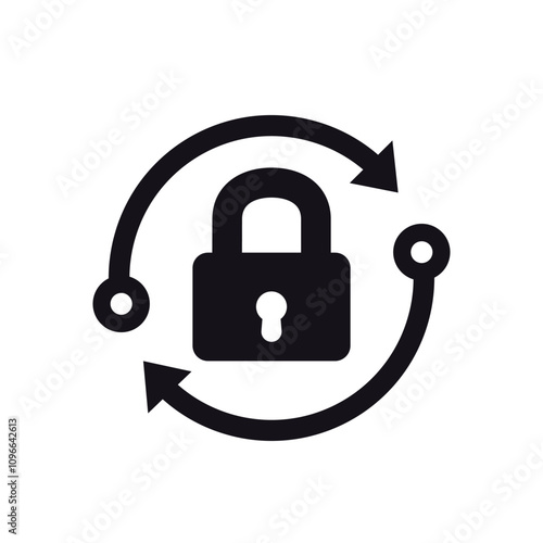 password reset icon with a lock, pictogram on white