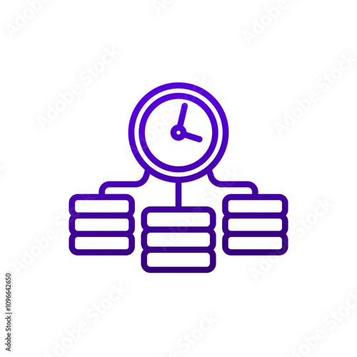 real time data icon with servers, line vector