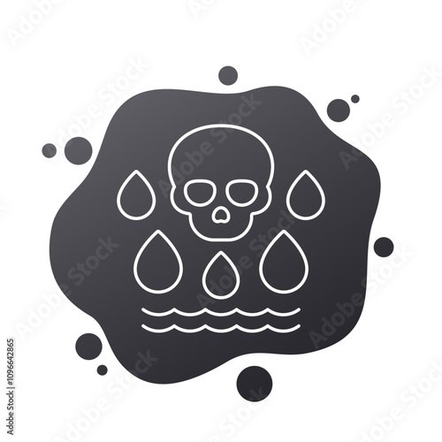 water pollution line icon, toxins and toxic waste vector