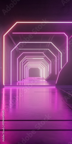 Hypnotic Neon Tunnel Design: A Futuristic Architectural Perspective