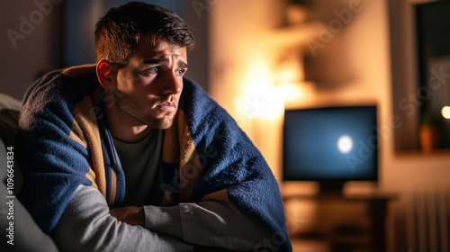 Obraz na płótnie Capturing Solitude in a Dimly Lit Apartment While Grappling With Disconnection and Emotional Exhaustion w salonie