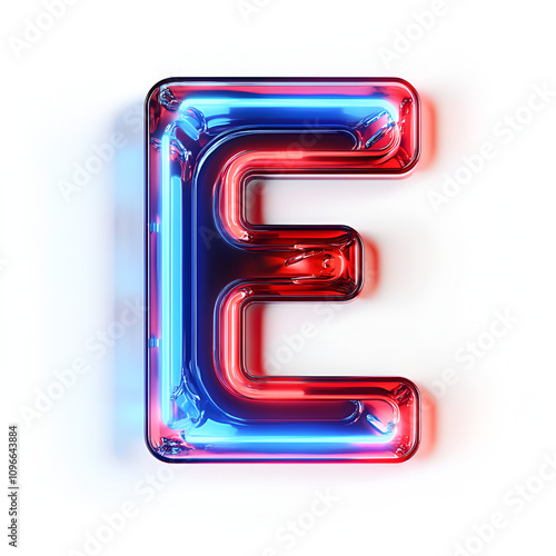 Dynamic typography logo featuring e letter in red and blue digital design modern aesthetic abstract background visual identity concept