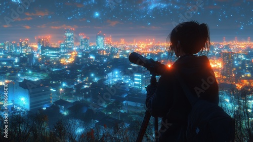 Night Cityscape Stargazing: A Silhouette of Serenity