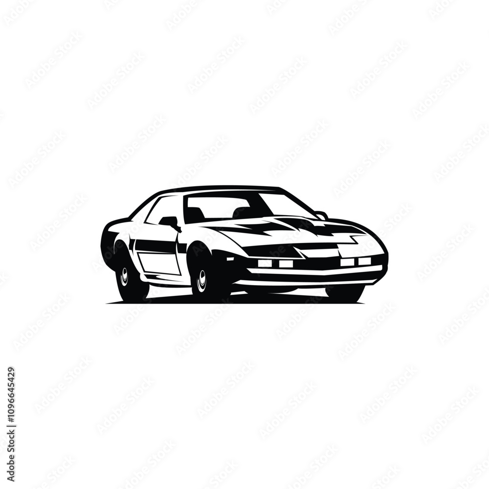 Naklejka premium Knight Rider silhouette vector american vintage car logo. isolated white background view from the side. best for logo, badge, emblem, icon, sticker design.