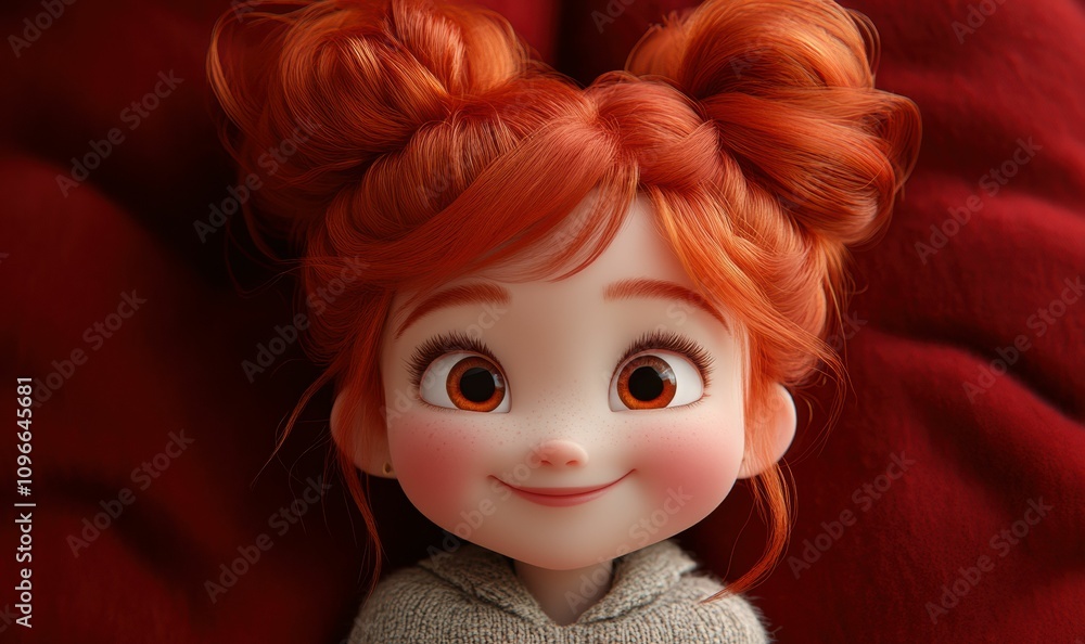 A modern 3D design featuring a smiling girl character with red concept and a monochromatic red background conveys warmth and style. A modern 3D design featuring a smiling girl character with red concept and a monochromatic red background conveys warmth and style.