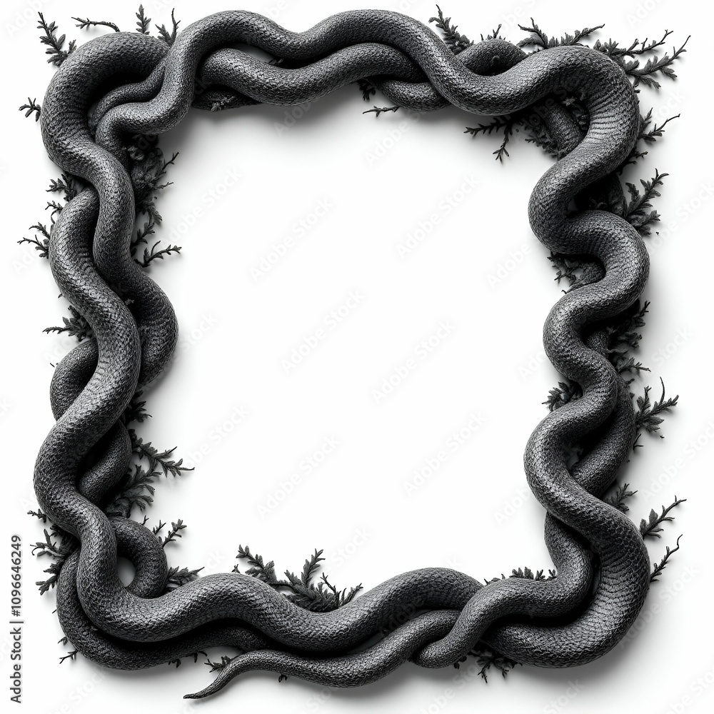 Fototapeta premium Snake border white background copy space