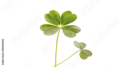 A Four Leaf Clover on White Background - A Symbol of Luck and Nature's Delight. The Green Four Leaf Clover Standing Out Against the Purity of White, with Its Delicate Leaves and Promising Aura. 