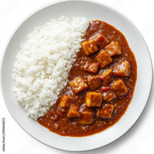 ultra realistic food photo full of orek tempe with thick brown japanese curry sauce, adding more japanese curry photo