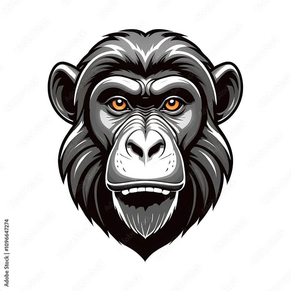 Fototapeta premium baboon head mascot logo isolated on white background
