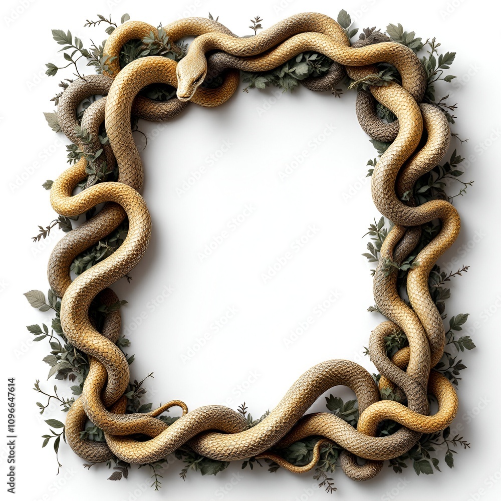 Obraz premium Snake border white background copy space