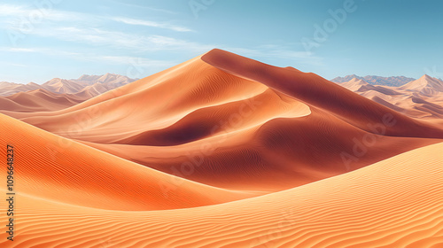 Desert Dunes under Blue Sky 