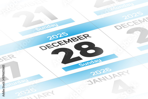 28 December 2025 year date calendar day illustration photo