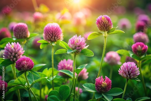 Captivating 3D Animation of a Lush Clover Plant with Seamless Looping Overlay in a Sunlit Garden Setting, Perfect for Nature and Botanical Themes