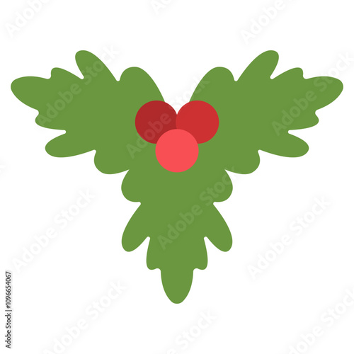 Holly berries vector Christmas icon isolated on a white background.