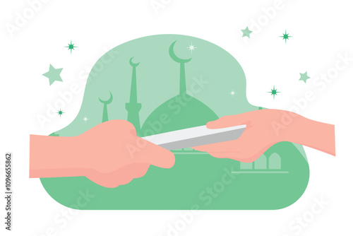 Charity and donation concept. Colored flat vector illustration isolated.