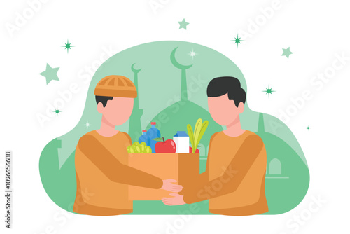 Charity and donation concept. Colored flat vector illustration isolated.