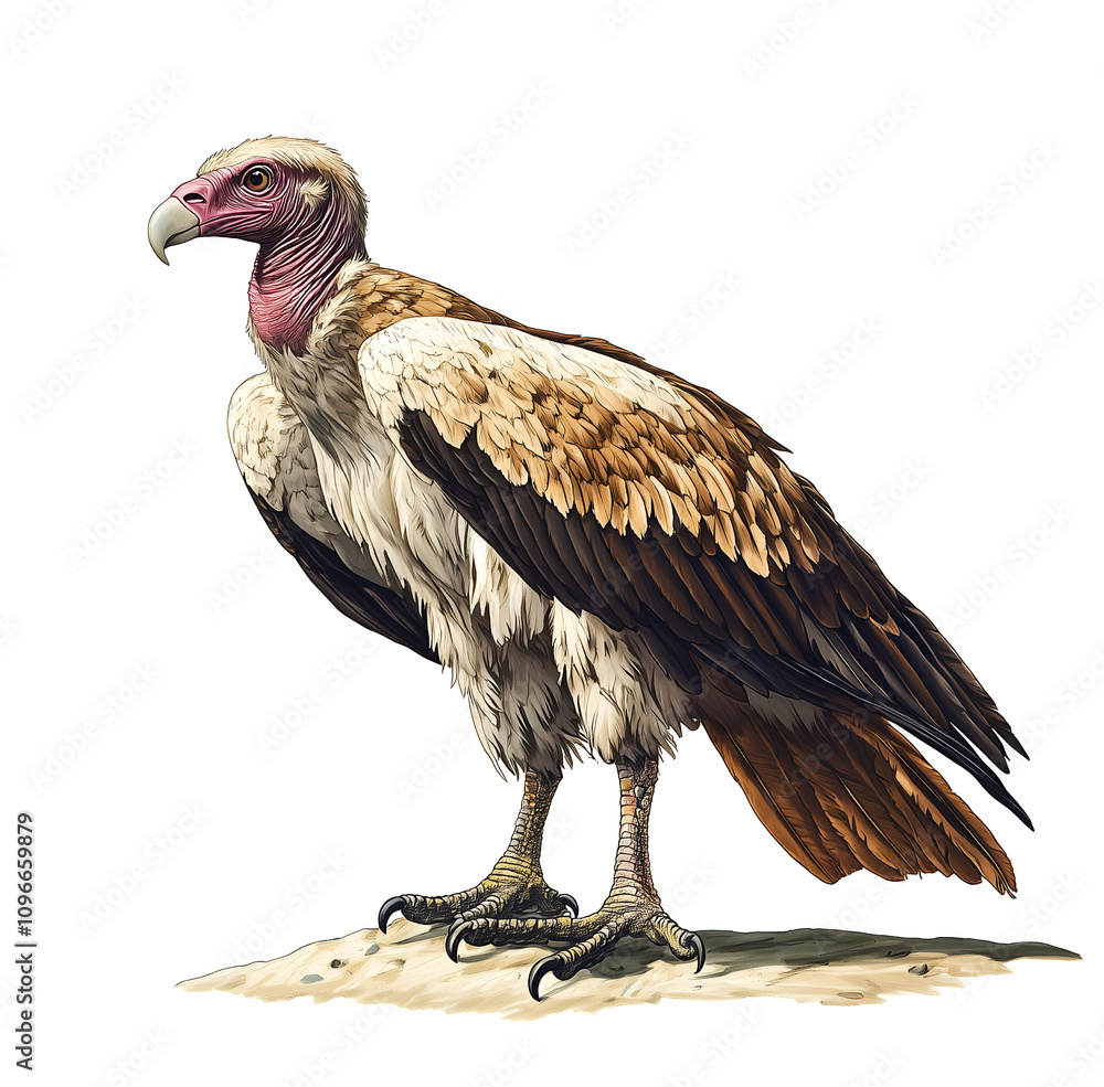Obraz premium vulture standing on its hind legs, full body, white background