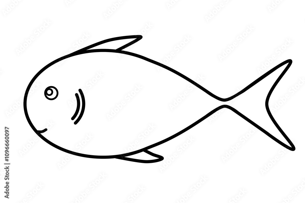 Fototapeta premium Doodle fish small swiming animal that can be used for sticker, book, scrapbook, icon, decorative, e.t.c with aesthetic black line color
