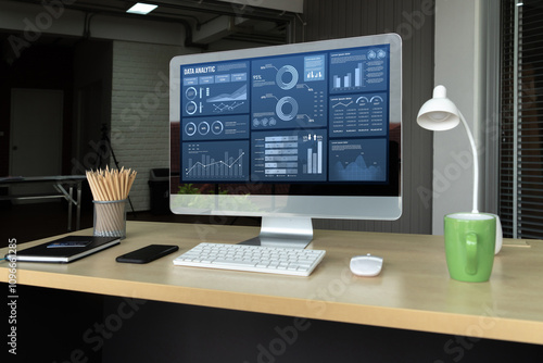 Wallpaper Mural Business data dashboard provide business intelligence analytic for marketing strategy planning snugly with big data set to analyze customer demands and foreseeing business future Torontodigital.ca