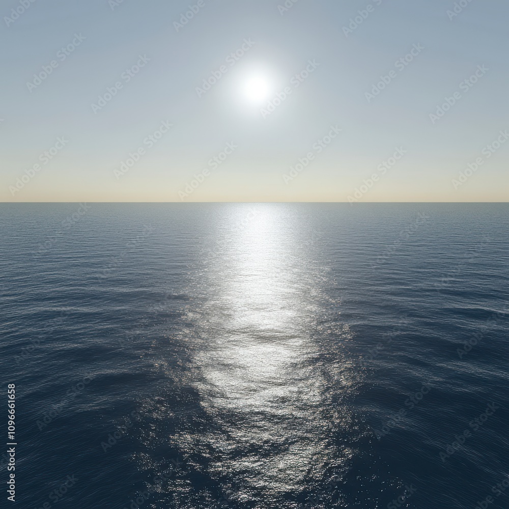 Obraz premium Serene Ocean View: A Vast Expanse of Water Reflecting Sunlight