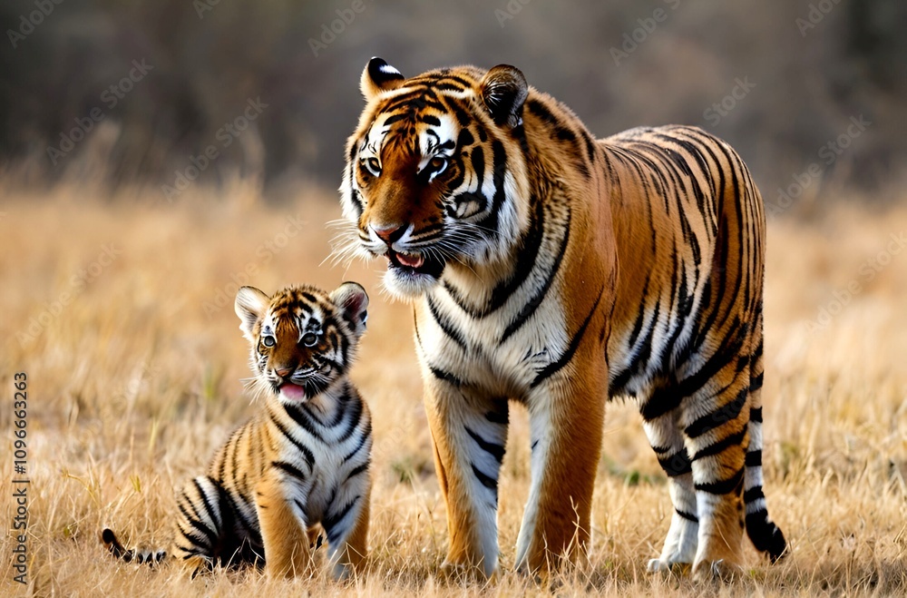 Glimpse into the Wild. A Tiger Cub and Its Mother Explore Their Homeland Glimpse into the Wild. A Tiger Cub and Its Mother Explore Their Homeland