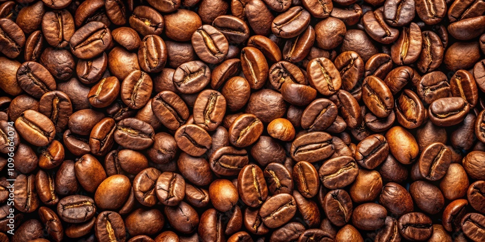 Obraz premium Close-up image showcasing the intricate details of roasted coffee beans, their rich brown hues and natural grooves, a captivating visual representation of the essence of coffee