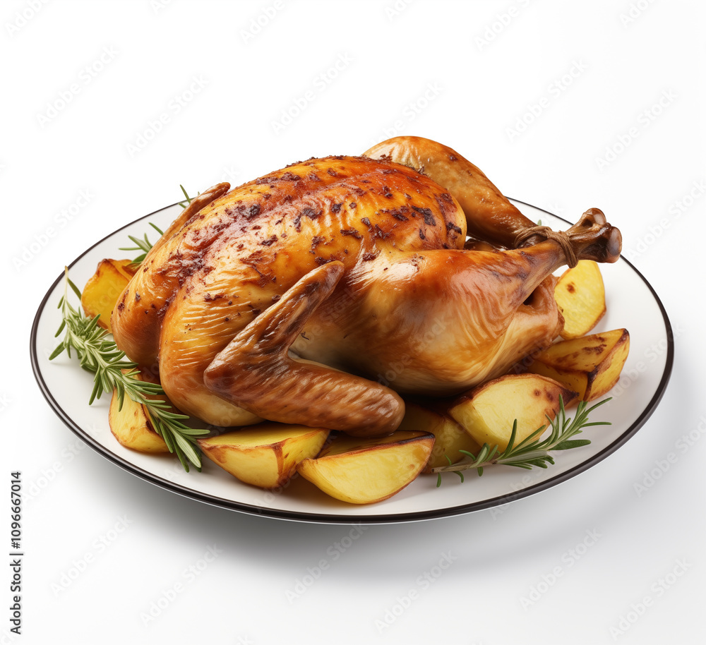 Roasted chicken on a plate Roasted chicken on a plate