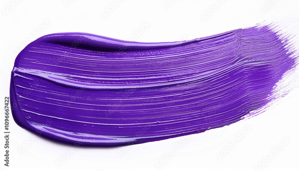 Hand painted stroke of bright purple paint brush isolated on white background. Abstract stroke. Hand painted stroke of bright purple paint brush isolated on white background. Abstract stroke.