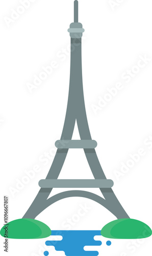Eiffel tower flat icon. Paris landmark. Travel symbol