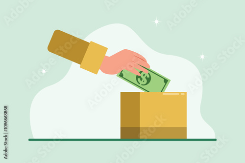 Charity and donation concept. Colored flat vector illustration isolated.