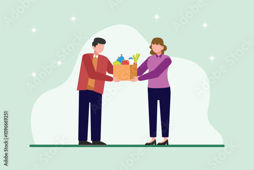 Charity and donation concept. Colored flat vector illustration isolated.