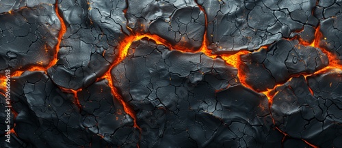 Molten Lava Rock Texture Black Background with Orange Yellow Flames Halloween Fiery Lava Surface 3D Render