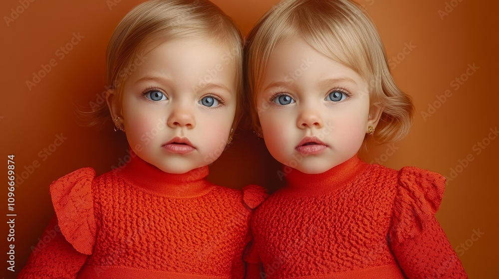 Twin Kids High-Fashion Magazine Cover: Playful Symmetric Contrasts Twin Kids High-Fashion Magazine Cover: Playful Symmetric Contrasts