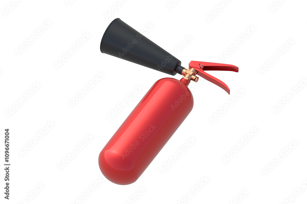 Single fire extinguisher isolated on white background. Automotive safety equipment. Emergency tool. 3d render Single fire extinguisher isolated on white background. Automotive safety equipment. Emergency tool. 3d render