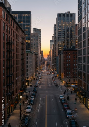 Crowded city road photo, in sunset, long exposure photography