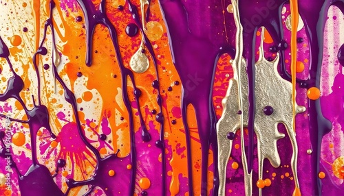 chaotic, abstract, splatter, drip, paint, random, patterns, bold, muted, tones, colorful, layered, depth, texture, energetic, movement, spontaneity, raw, emotion, artistic, modern, dynamic, vibrant photo