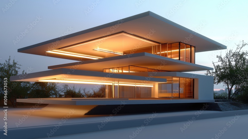 Modern Architectural Design with Studio Lighting in Clear Area Modern Architectural Design with Studio Lighting in Clear Area