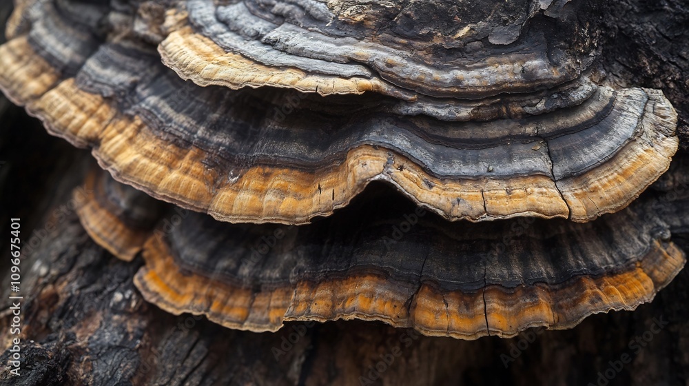 Close up macro shot of a textured organic background showcasing the natural layers intricate patterns and weathered details of a wooden or fungal surface Close up macro shot of a textured organic background showcasing the natural layers intricate patterns and weathered details of a wooden or fungal surface