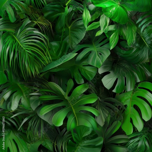 Wallpaper Mural Stunning Tropical Foliage Wall Mural - Vibrant Green Leaf Patterns for a Lush Tropical Ambiance Torontodigital.ca