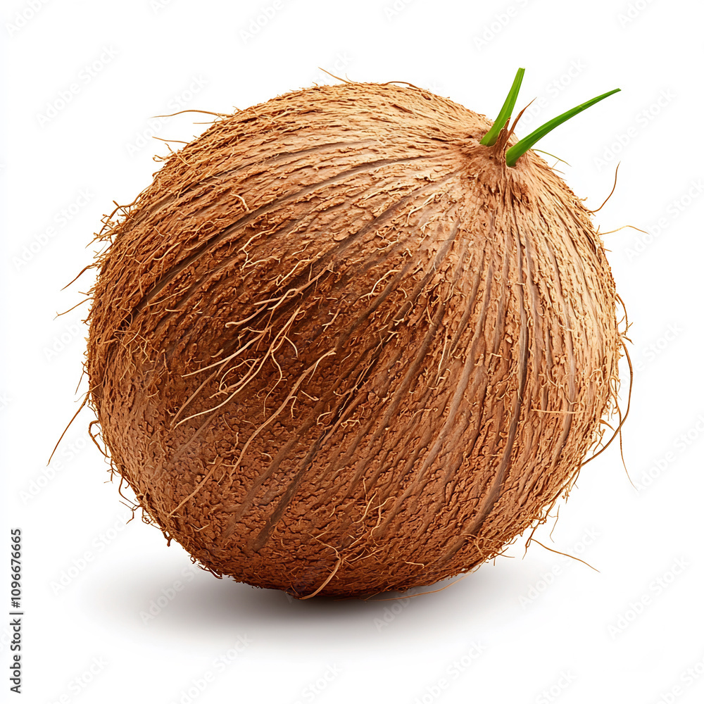 Macro Closeup of Shelled Coconut Cocos nucifera on White Background Macro Closeup of Shelled Coconut Cocos nucifera on White Background
