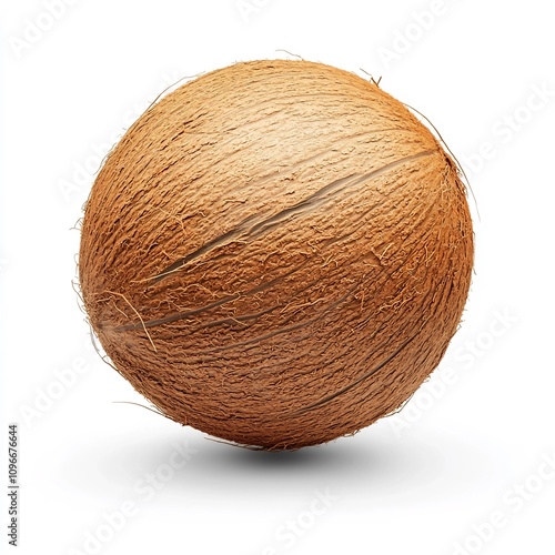 Macro Shot of Shelled Coconut Coco Nucifera on White Background